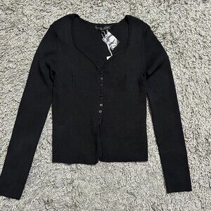 NWT Endless Rose Black Whimsygoth Minimalist Cardigan Size M